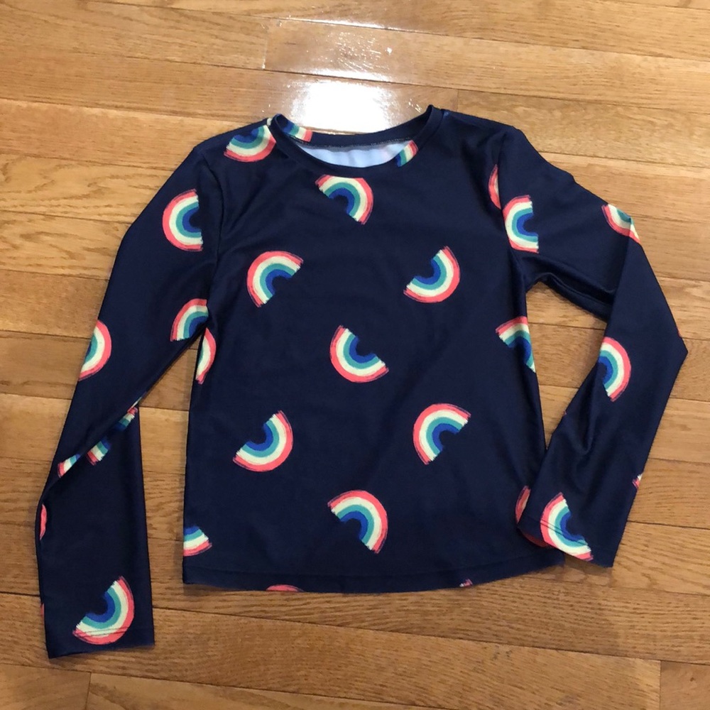 Gap Kids Girls Long Sleeve Blue Rainbow Rashguard - size M